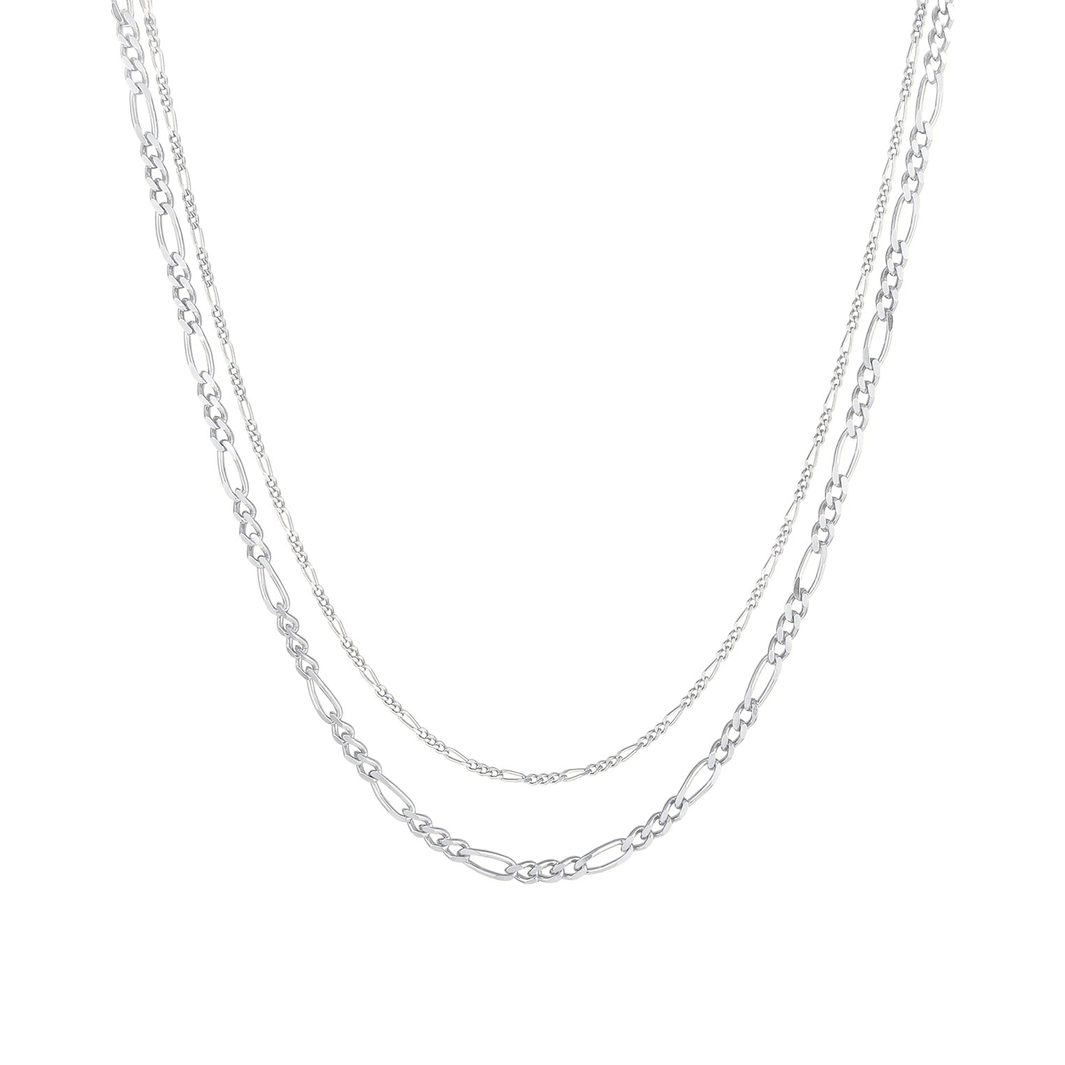 Silber - Elli PREMIUM | Figaro-Layer-Halskette | 925er Sterling Silber