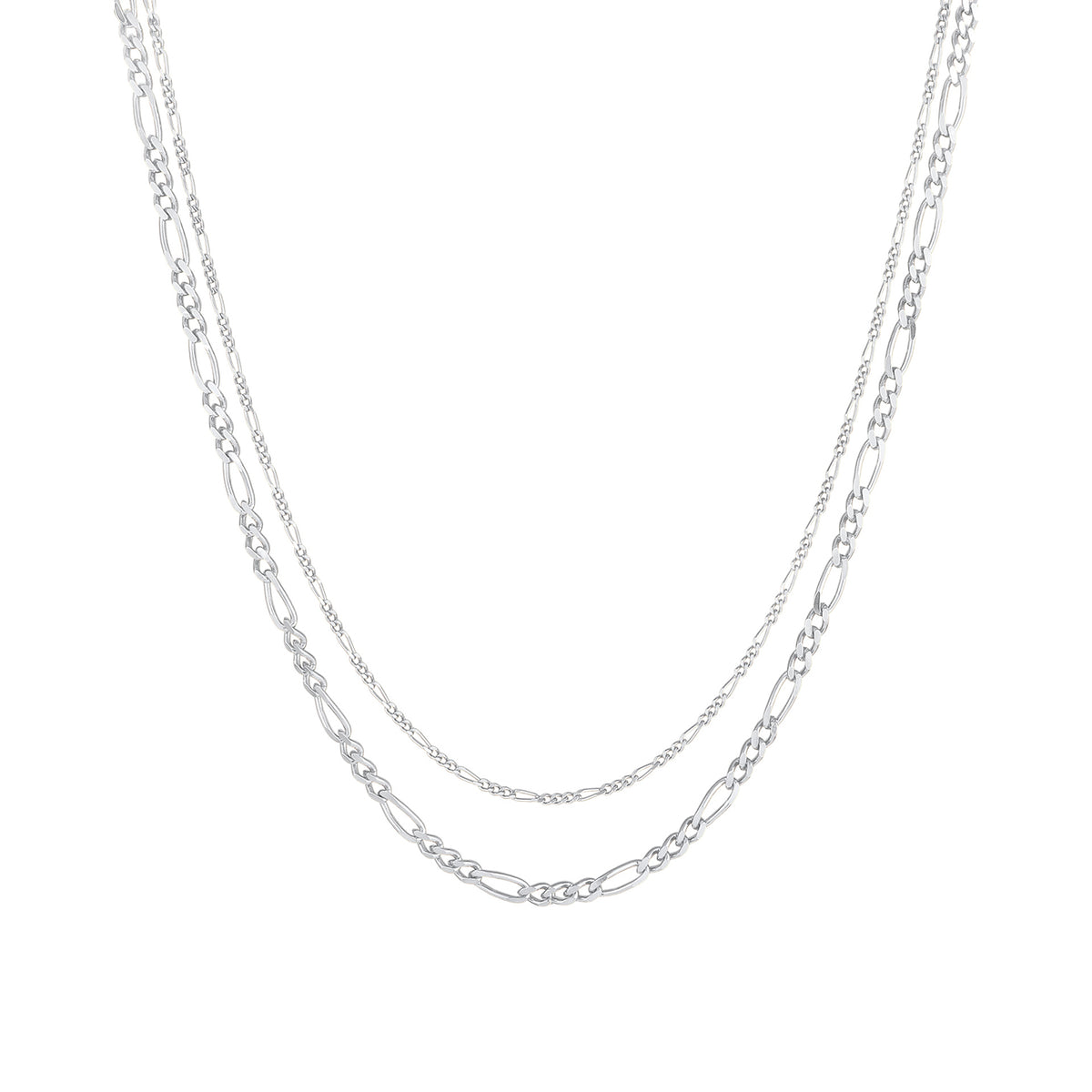 Silber - Elli PREMIUM | Figaro-Layer-Halskette | 925er Sterling Silber