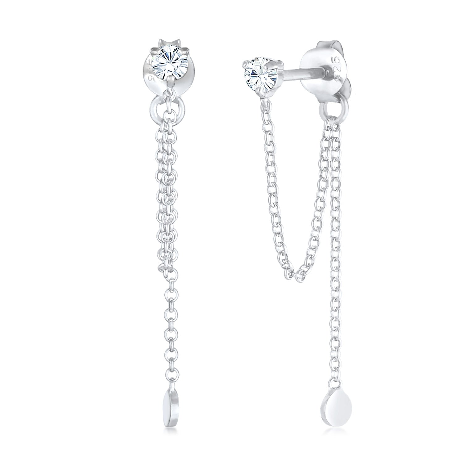 Silber - Elli | Ohrhänger Ear Chain | Mit Kristallen von Swarovski® (Weiß) | 925er Sterling Silber