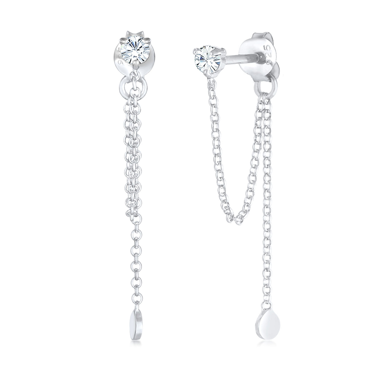 Silber - Elli | Ohrhänger Ear Chain | Mit Kristallen von Swarovski® (Weiß) | 925er Sterling Silber