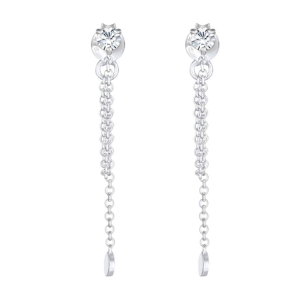 Silber - Elli | Ohrhänger Ear Chain | Mit Kristallen von Swarovski® (Weiß) | 925er Sterling Silber