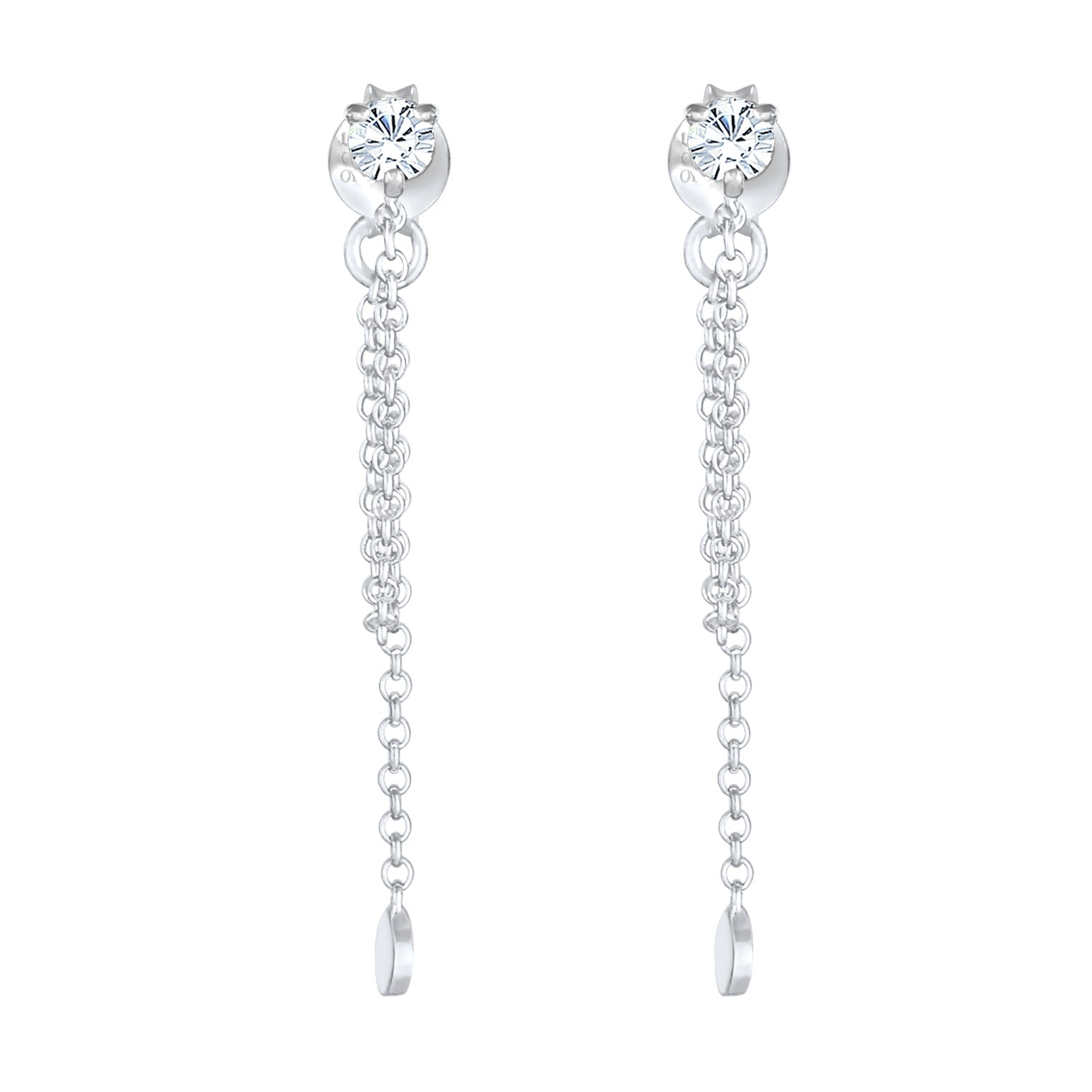 Silber - Elli | Ohrhänger Ear Chain | Mit Kristallen von Swarovski® (Weiß) | 925er Sterling Silber