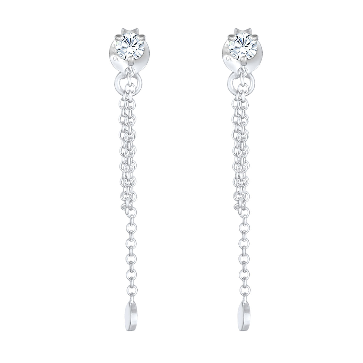 Silber - Elli | Ohrhänger Ear Chain | Mit Kristallen von Swarovski® (Weiß) | 925er Sterling Silber