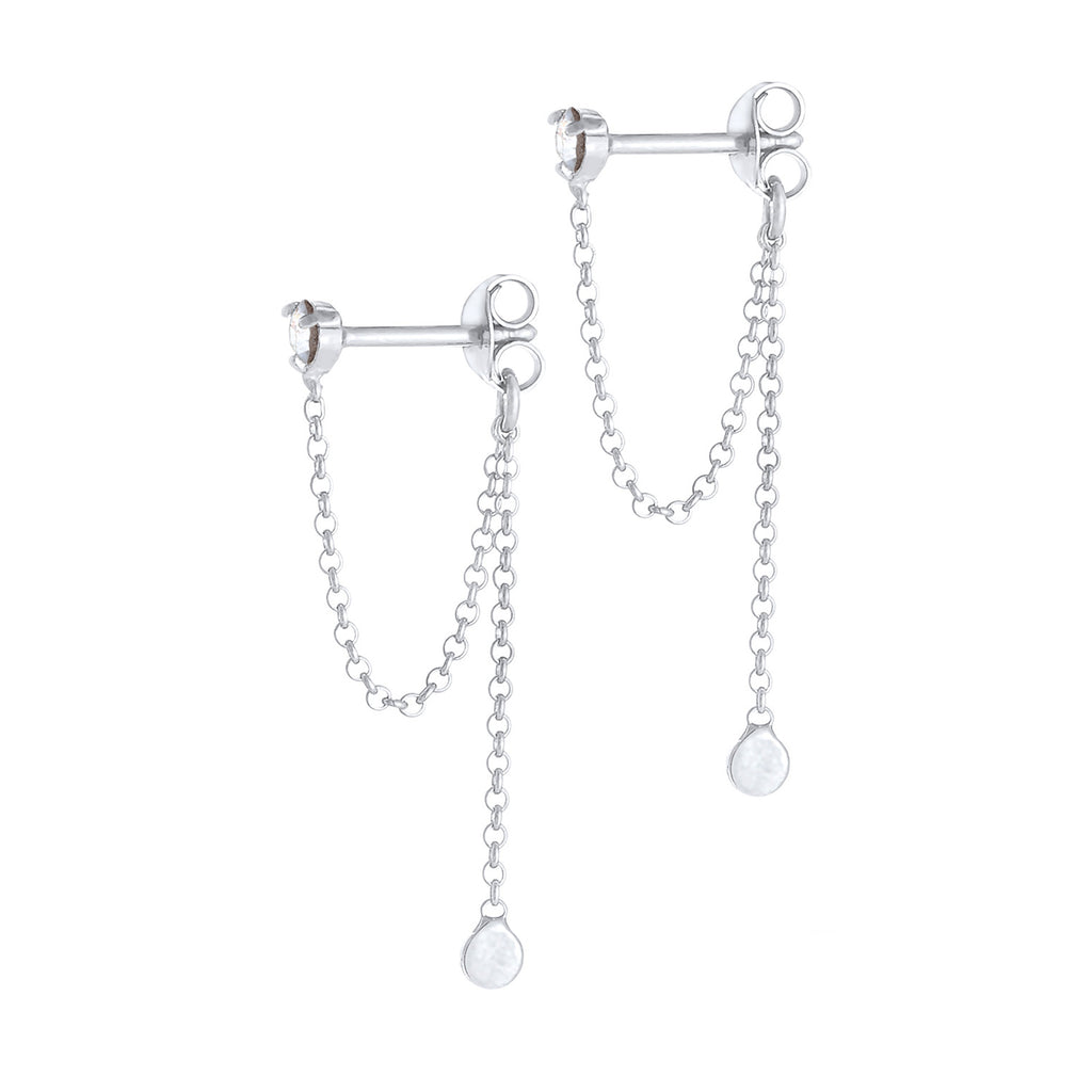 Silber - Elli | Ohrhänger Ear Chain | Mit Kristallen von Swarovski® (Weiß) | 925er Sterling Silber
