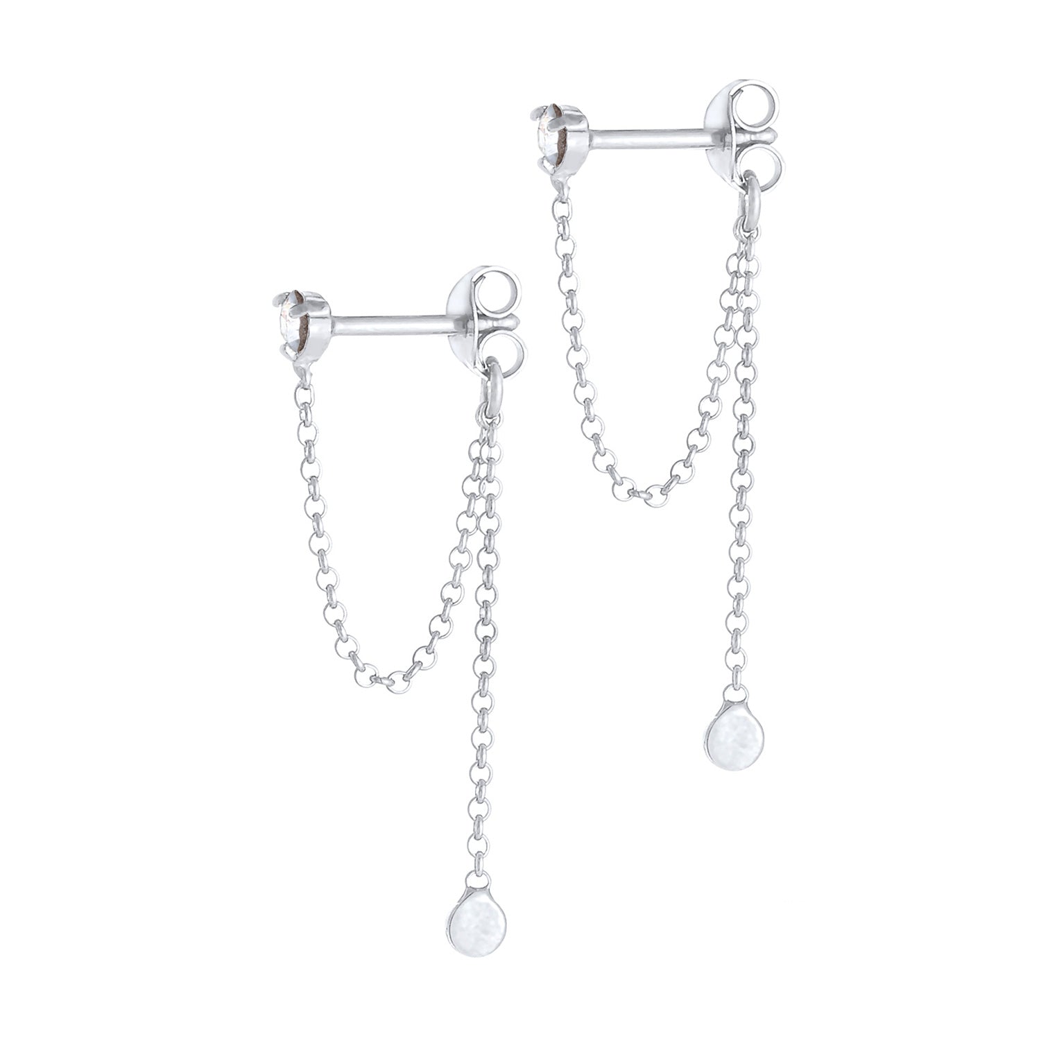 Silber - Elli | Ohrhänger Ear Chain | Mit Kristallen von Swarovski® (Weiß) | 925er Sterling Silber