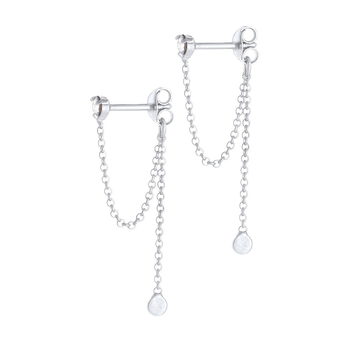 Silber - Elli | Ohrhänger Ear Chain | Mit Kristallen von Swarovski® (Weiß) | 925er Sterling Silber