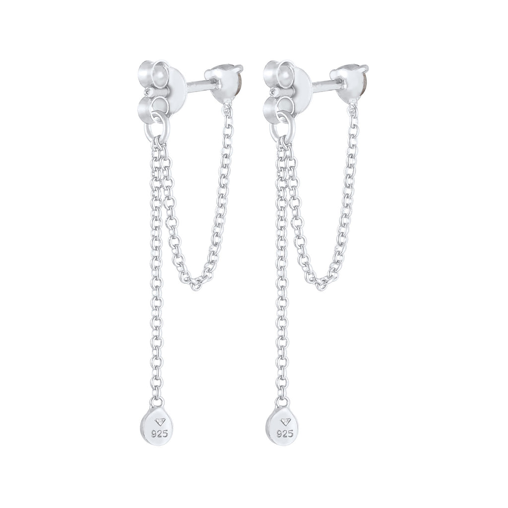 Silber - Elli | Ohrhänger Ear Chain | Mit Kristallen von Swarovski® (Weiß) | 925er Sterling Silber