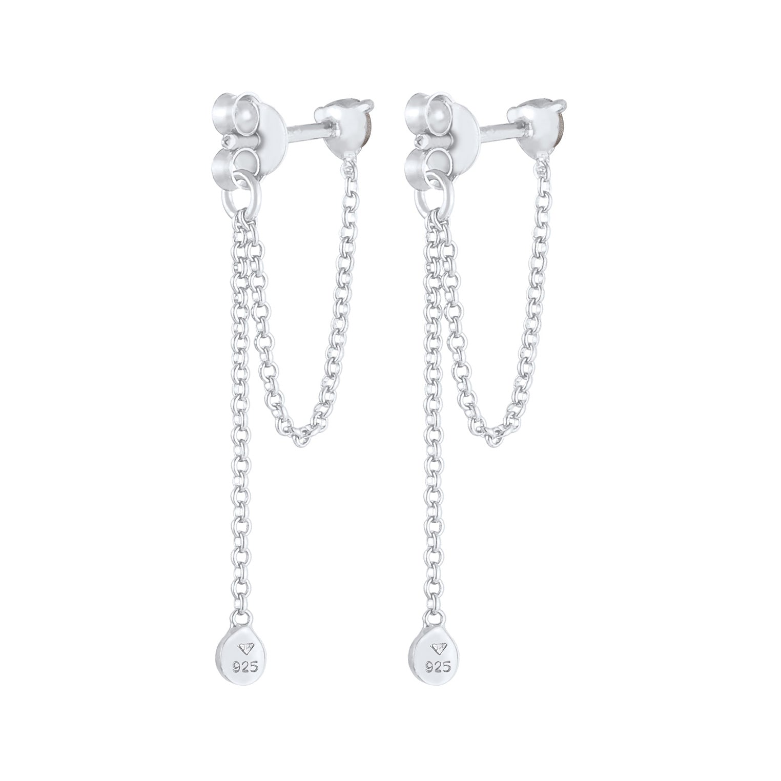 Silber - Elli | Ohrhänger Ear Chain | Mit Kristallen von Swarovski® (Weiß) | 925er Sterling Silber