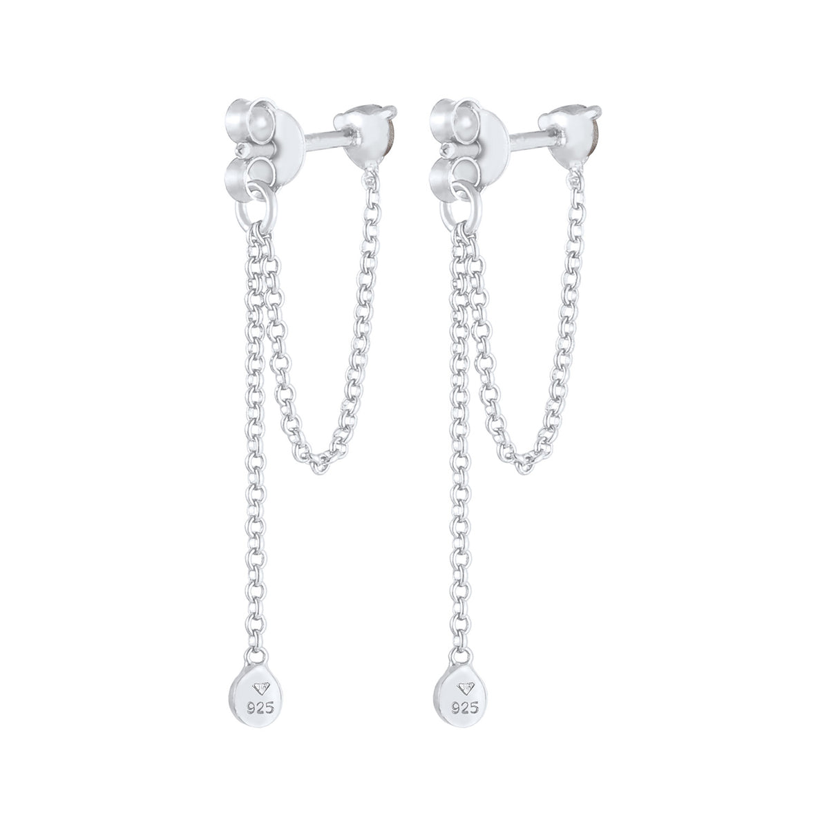 Silber - Elli | Ohrhänger Ear Chain | Mit Kristallen von Swarovski® (Weiß) | 925er Sterling Silber