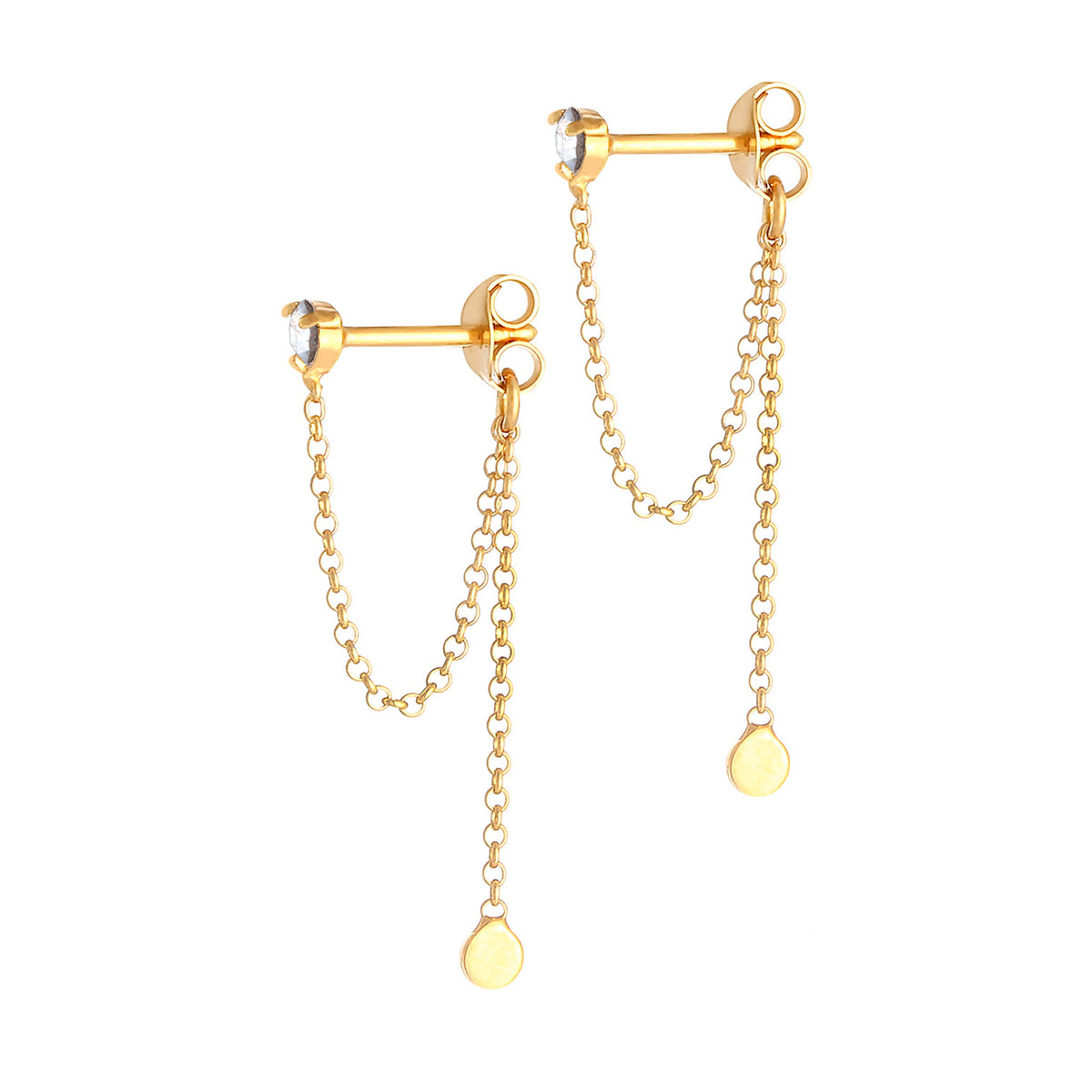 Gold - Elli | Ohrhänger Ear Chain | Mit Kristallen von Swarovski® (Weiß) | 925 Sterling Silber vergoldet