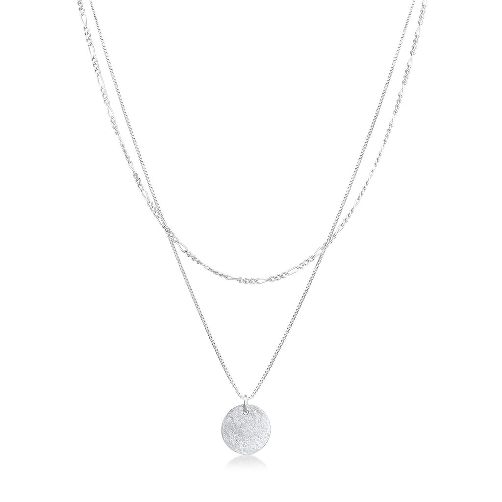 Silber - Elli | Layer-Halskette Münze Figaro | 925 Sterling Silber