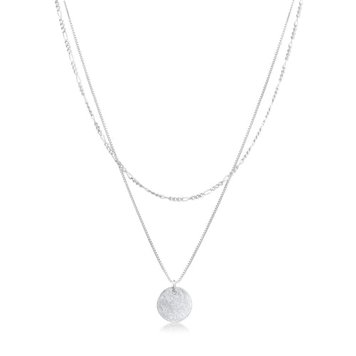 Silber - Elli | Layer-Halskette Münze Figaro | 925 Sterling Silber