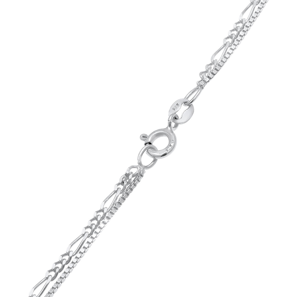 Silber - Elli | Layer-Halskette Münze Figaro | 925 Sterling Silber
