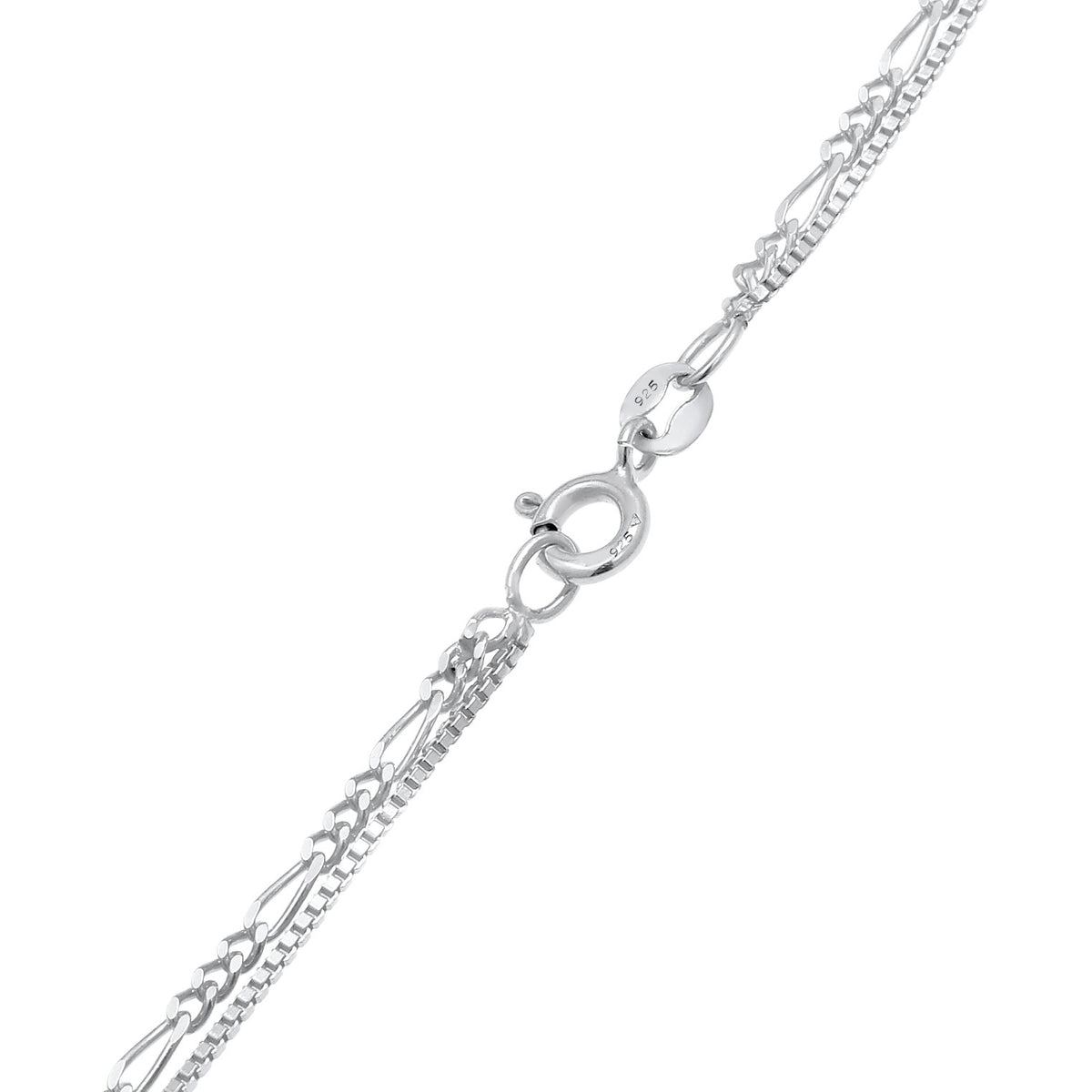 Silber - Elli | Layer-Halskette Münze Figaro | 925 Sterling Silber