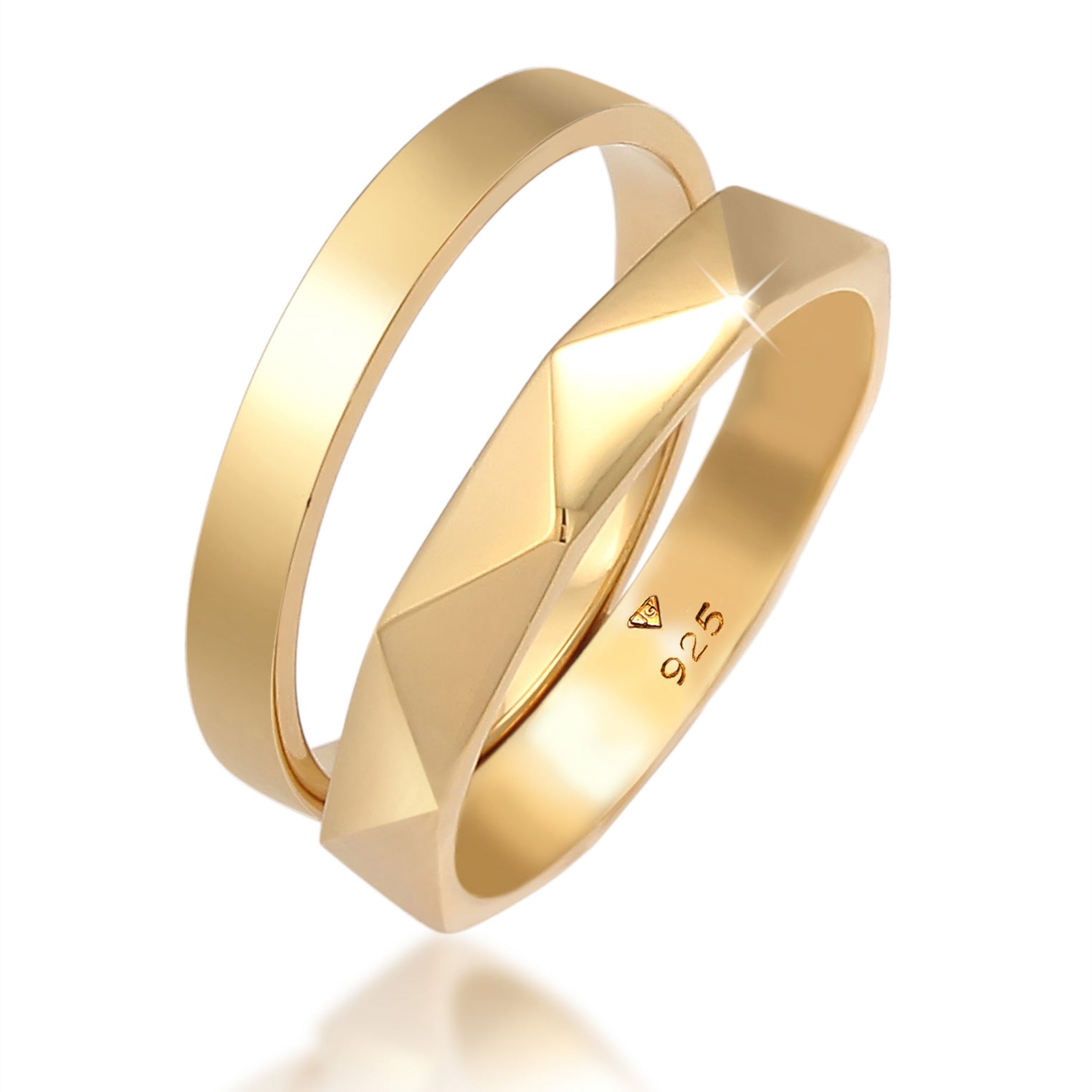 Gold - Elli | Ringset Geo | 925 Sterling Silber vergoldet