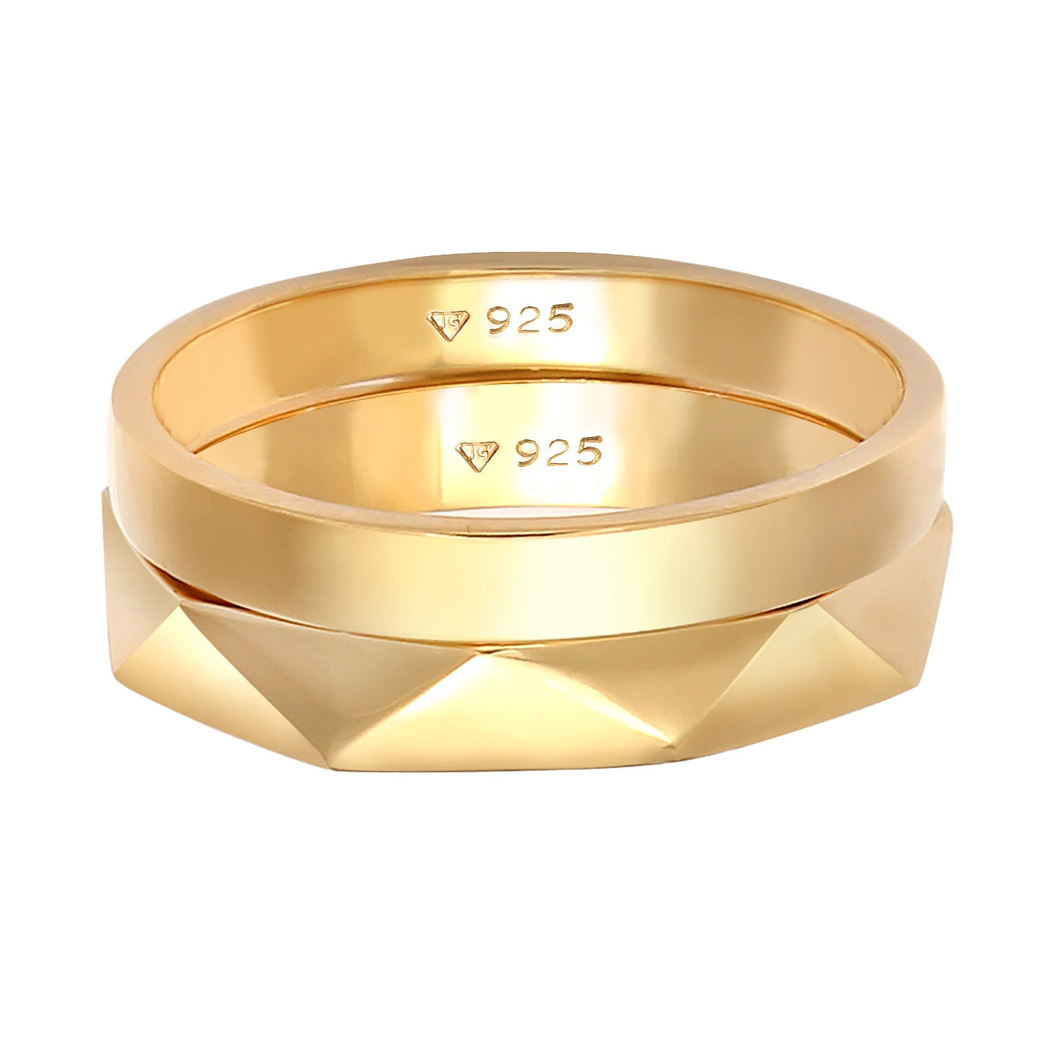 Gold - Elli | Ringset Geo | 925 Sterling Silber vergoldet