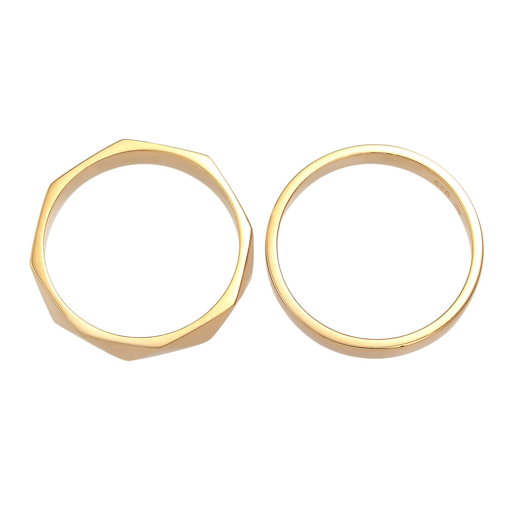 Gold - Elli | Ringset Geo | 925 Sterling Silber vergoldet