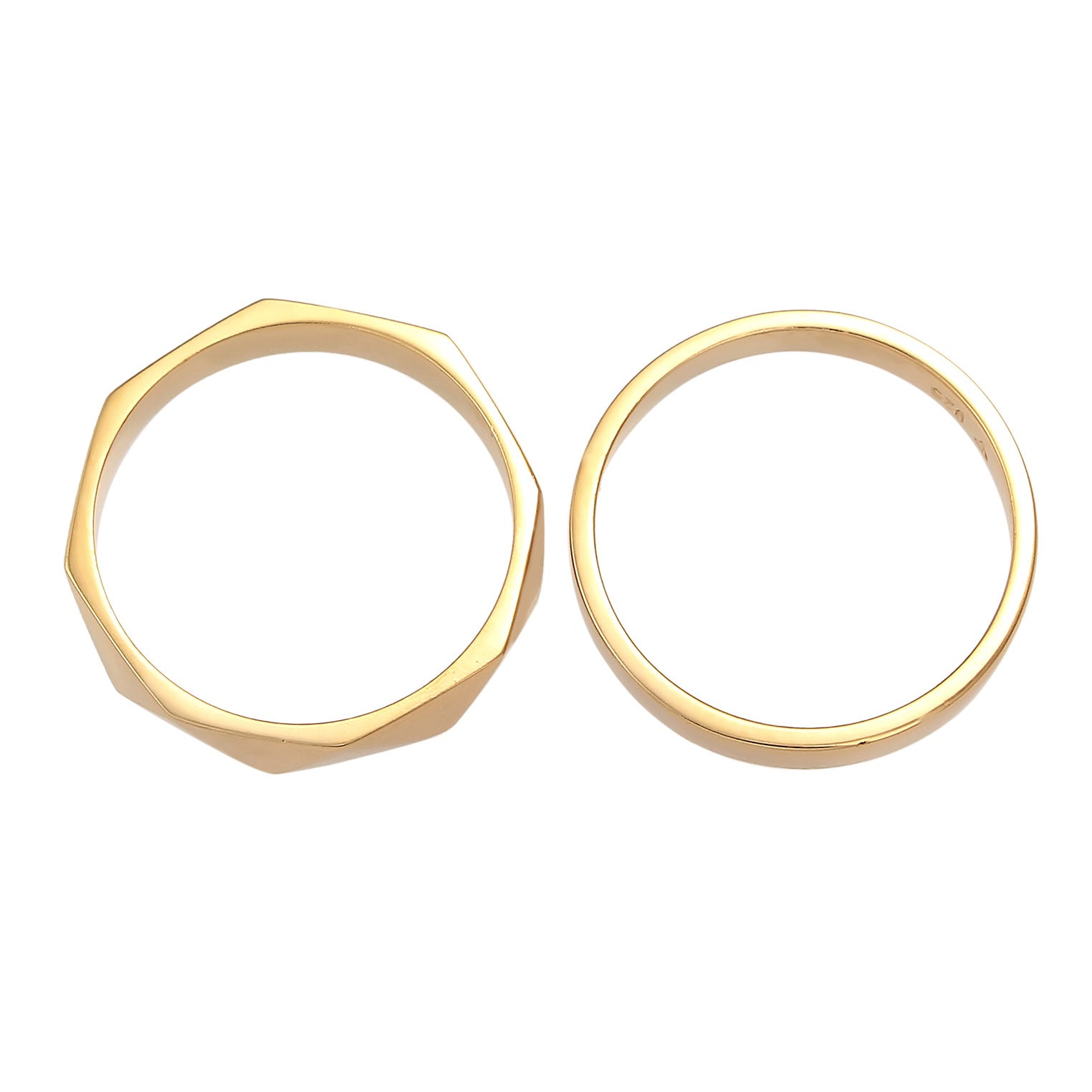 Gold - Elli | Ringset Geo | 925 Sterling Silber vergoldet