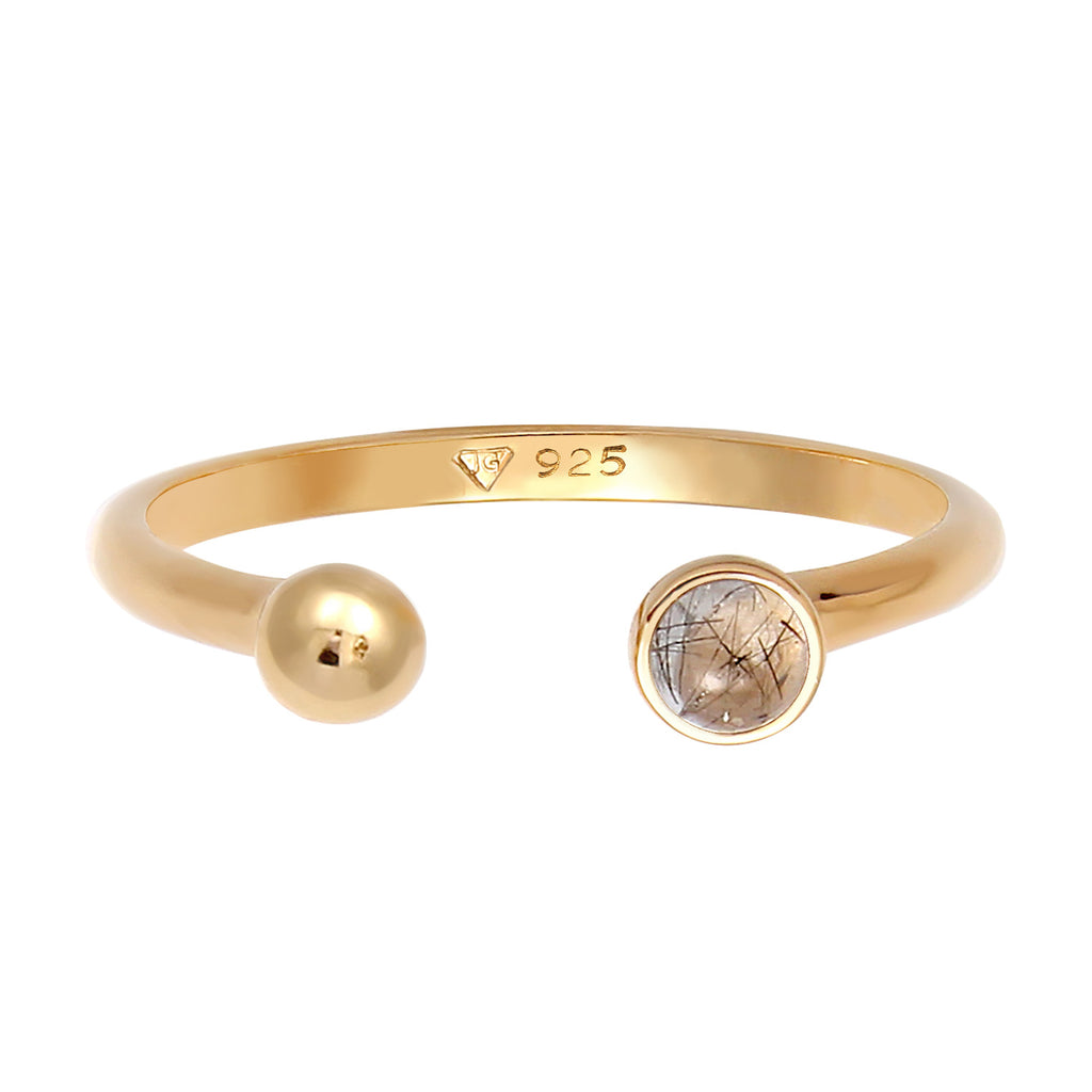 Gold - Elli | Ring | Quarz ( Transparent ) | 925 Sterling Silber vergoldet