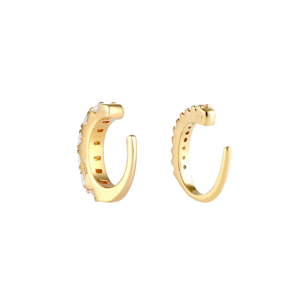 Gold - Elli PREMIUM | Earcuff | Zirkonia ( Weiß ) | 925 Sterling Silber vergoldet