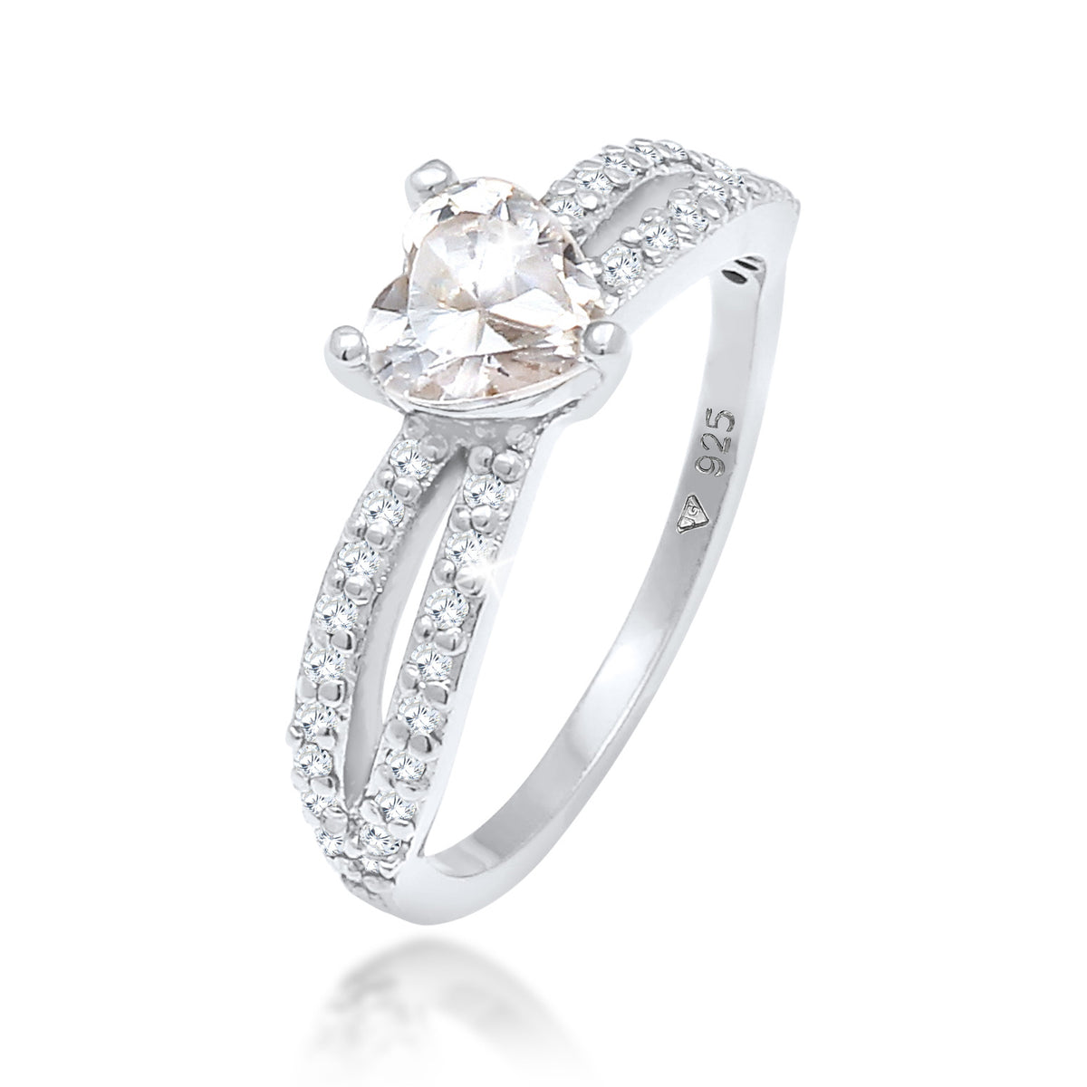 Silber - Elli | Ring Herz | Zirkonia ( Weiß ) | 925er Sterling Silber