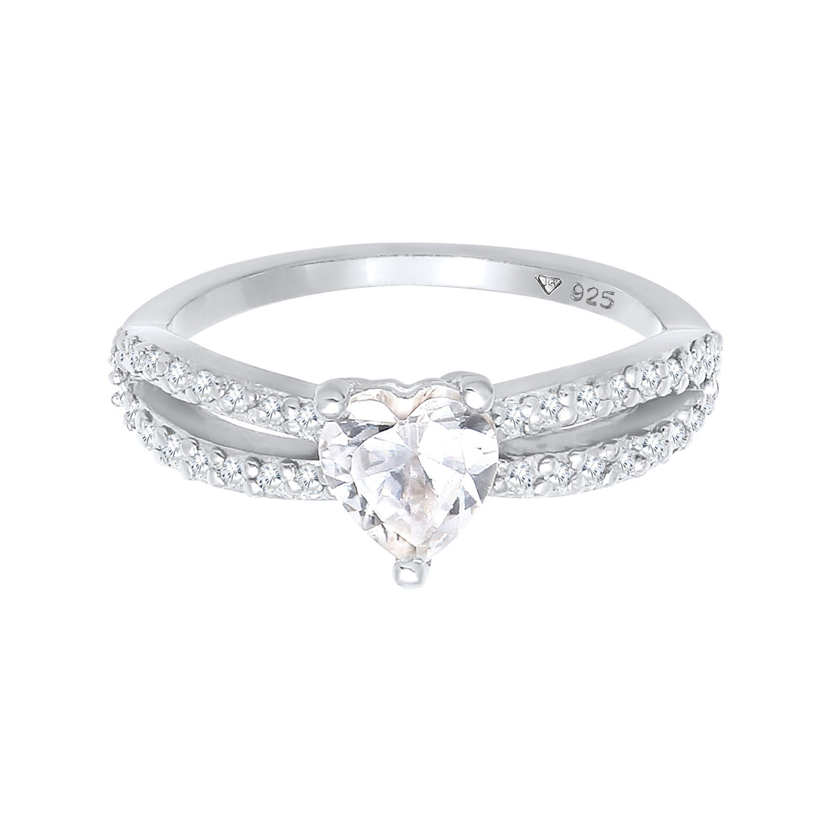 Silber - Elli | Ring Herz | Zirkonia ( Weiß ) | 925er Sterling Silber