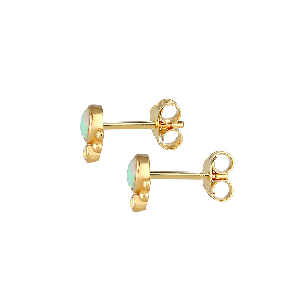 Gold - Elli | Ohrstecker | Opal ( Weiß ) | 925 Sterling Silber vergoldet