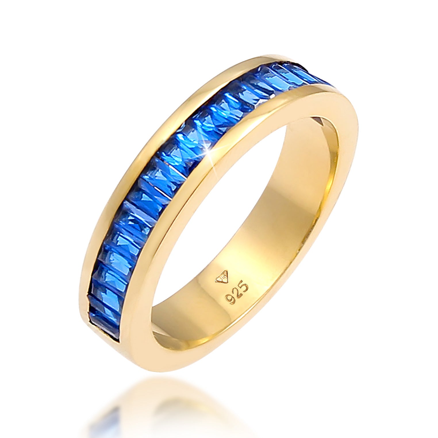 Gold - Elli PREMIUM | Bandring | Saphir ( Blau ) | 925 Sterling Silber vergoldet