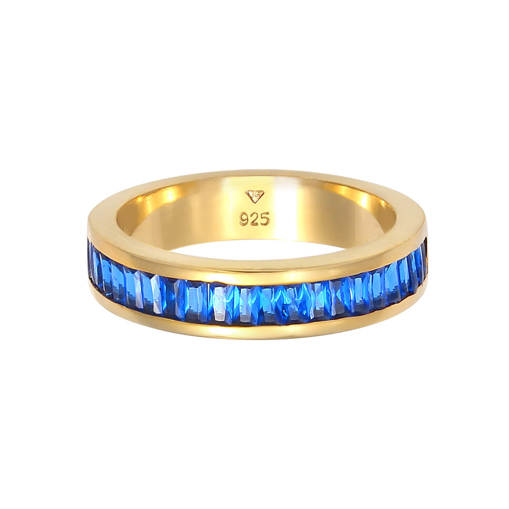 Gold - Elli PREMIUM | Bandring | Saphir ( Blau ) | 925 Sterling Silber vergoldet
