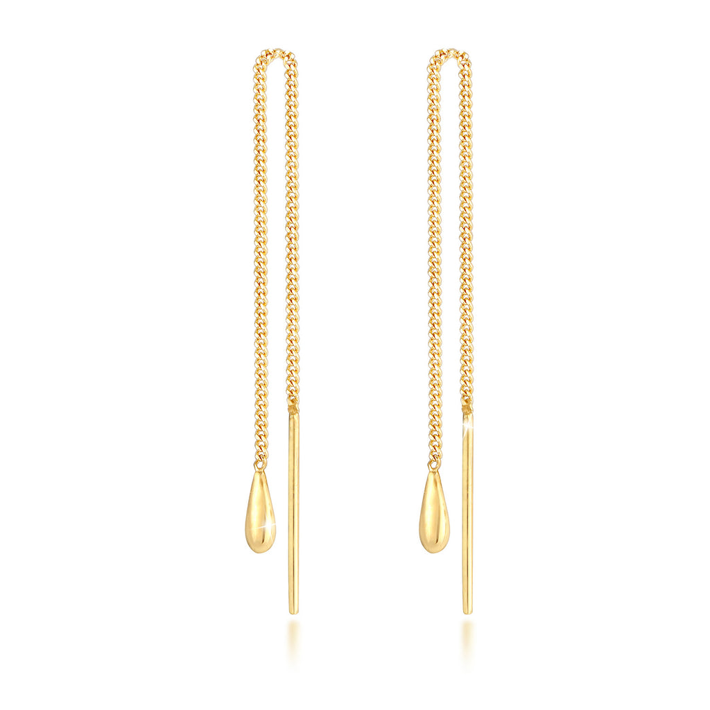 Gold - Elli | Ohrhänger Chain Tropfen | 925 Sterling Silber vergoldet