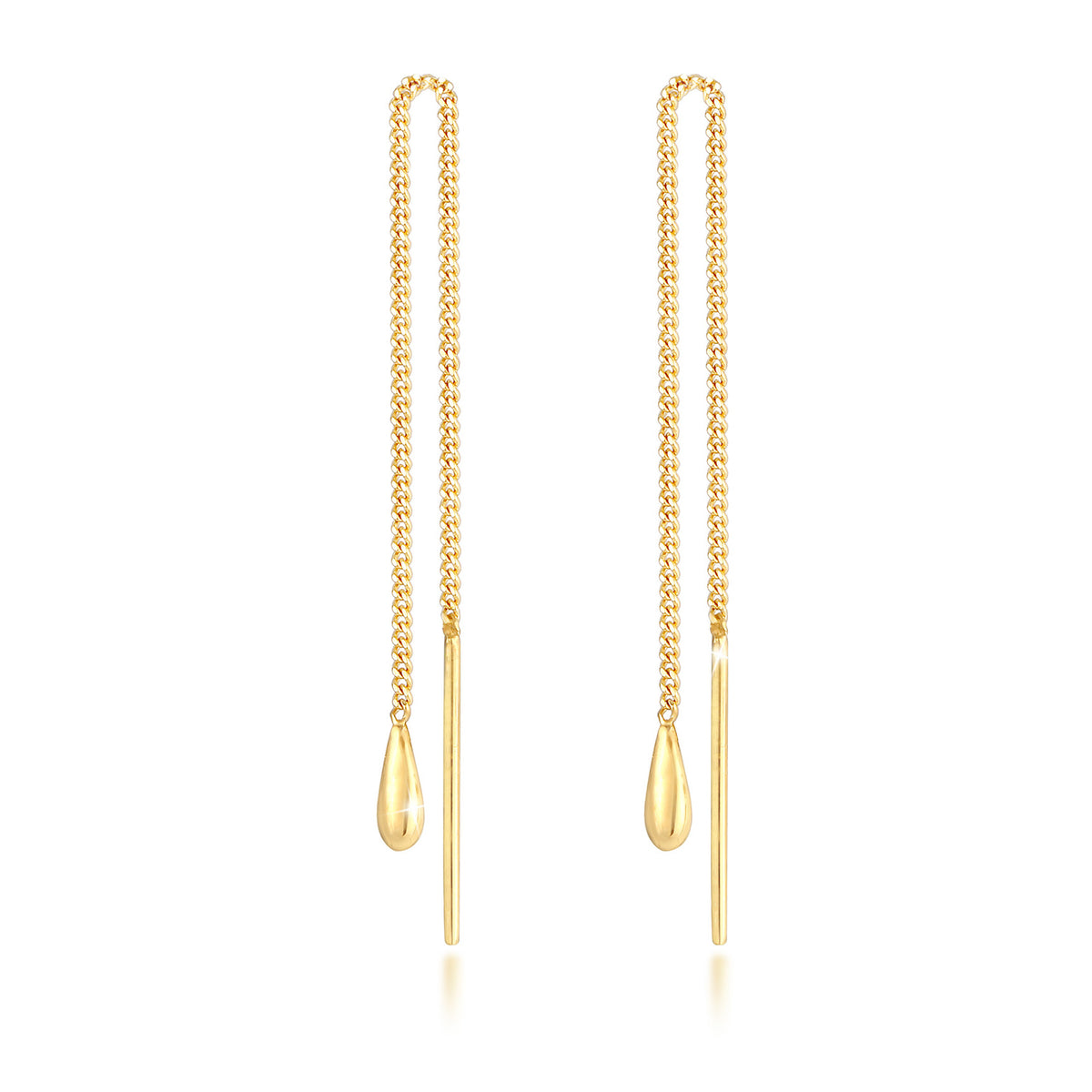 Gold - Elli | Ohrhänger Chain Tropfen | 925 Sterling Silber vergoldet