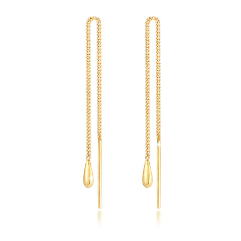 Gold - Elli | Ohrhänger Chain Tropfen | 925 Sterling Silber vergoldet