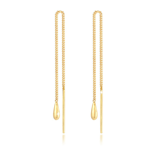 Gold - Elli | Ohrhänger Chain Tropfen | 925 Sterling Silber vergoldet