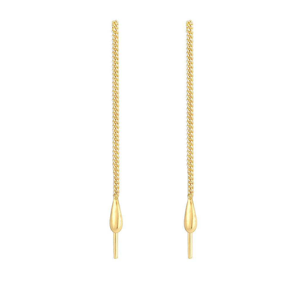 Gold - Elli | Ohrhänger Chain Tropfen | 925 Sterling Silber vergoldet