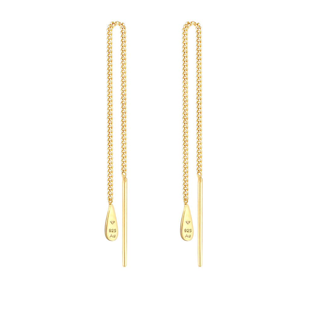 Gold - Elli | Ohrhänger Chain Tropfen | 925 Sterling Silber vergoldet
