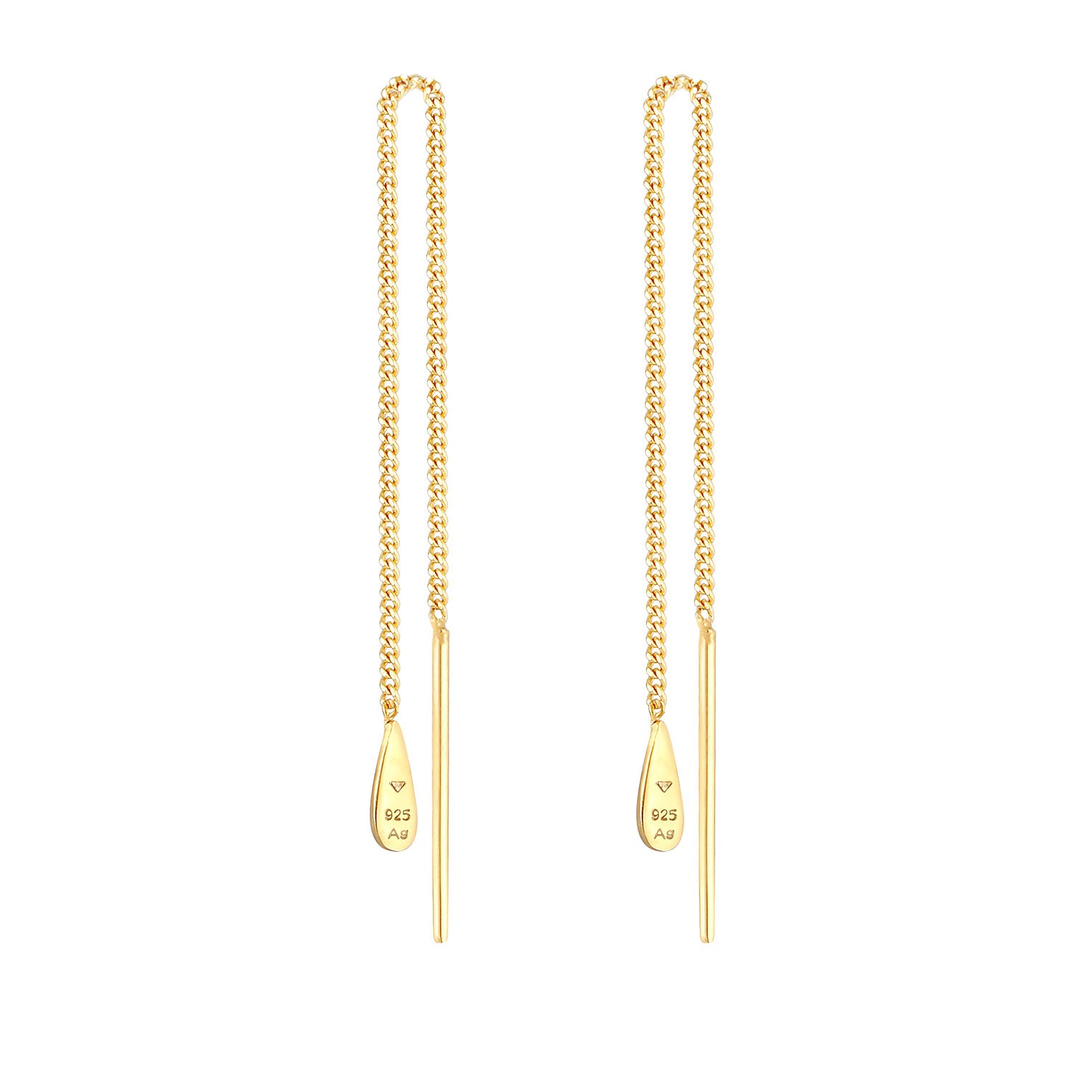 Gold - Elli | Ohrhänger Chain Tropfen | 925 Sterling Silber vergoldet