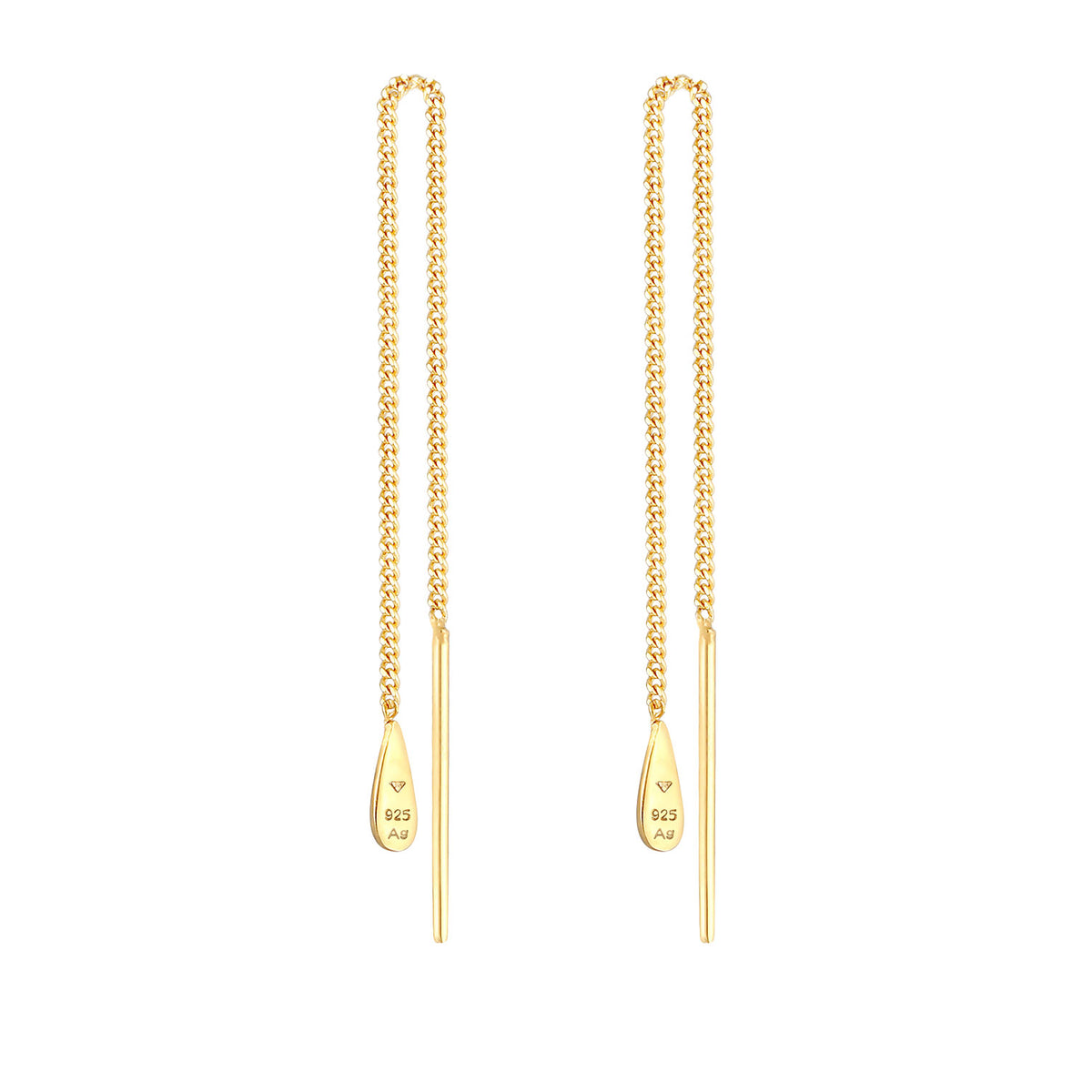 Gold - Elli | Ohrhänger Chain Tropfen | 925 Sterling Silber vergoldet