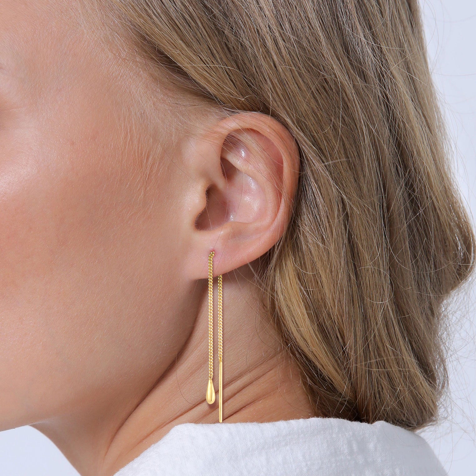 Gold - Elli | Ohrhänger Chain Tropfen | 925 Sterling Silber vergoldet