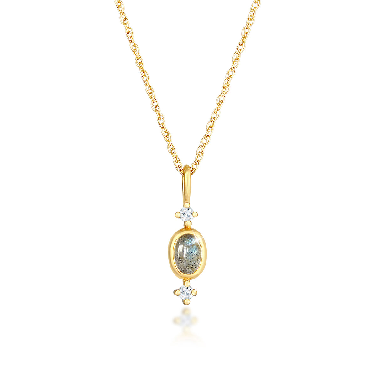 Gold - Elli PREMIUM | Halskette Anhänger | Topas (Weiß) | 925 Sterling Silber vergoldet