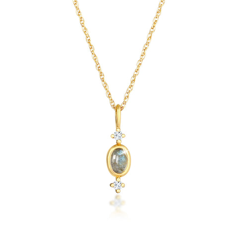 Gold - Elli PREMIUM | Halskette Anhänger | Topas (Weiß) | 925 Sterling Silber vergoldet