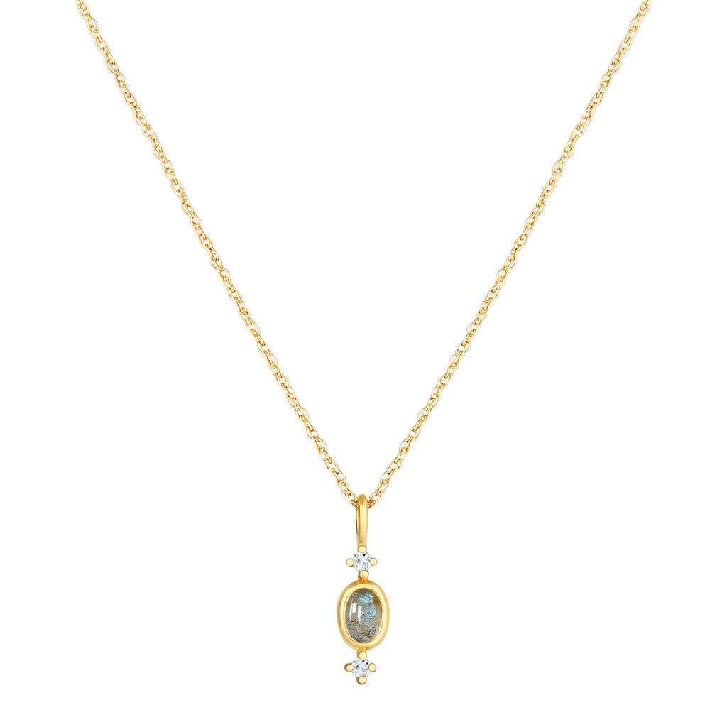 Gold - Elli PREMIUM | Halskette Anhänger | Topas (Weiß) | 925 Sterling Silber vergoldet
