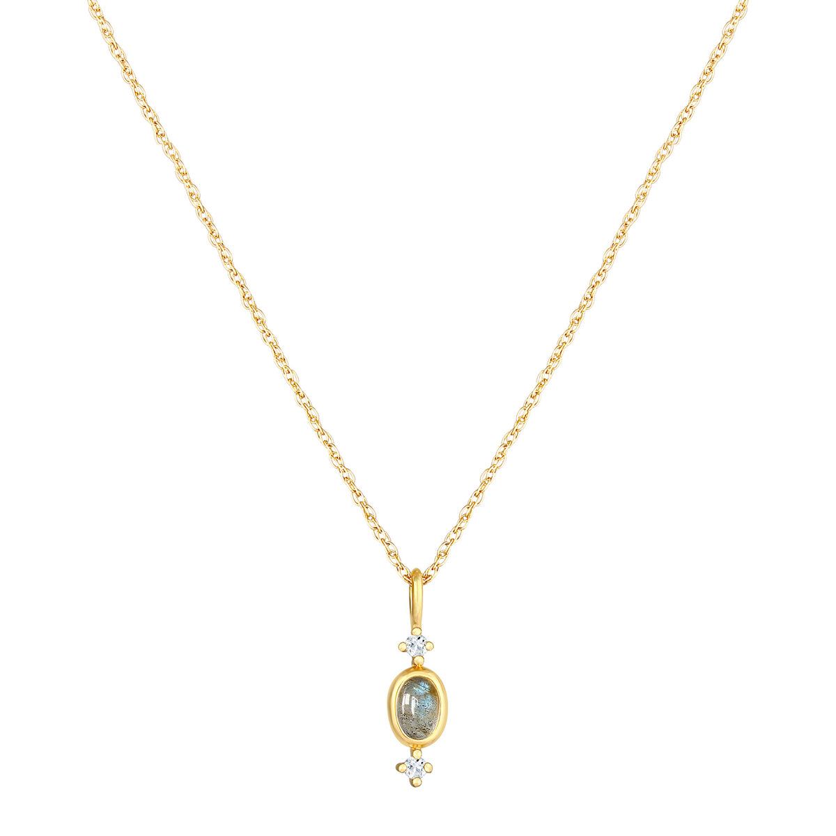 Gold - Elli PREMIUM | Halskette Anhänger | Topas (Weiß) | 925 Sterling Silber vergoldet