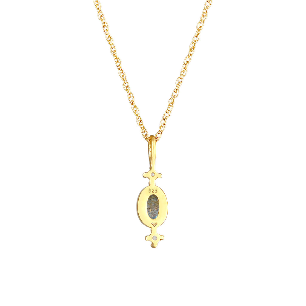 Gold - Elli PREMIUM | Halskette Anhänger | Topas (Weiß) | 925 Sterling Silber vergoldet