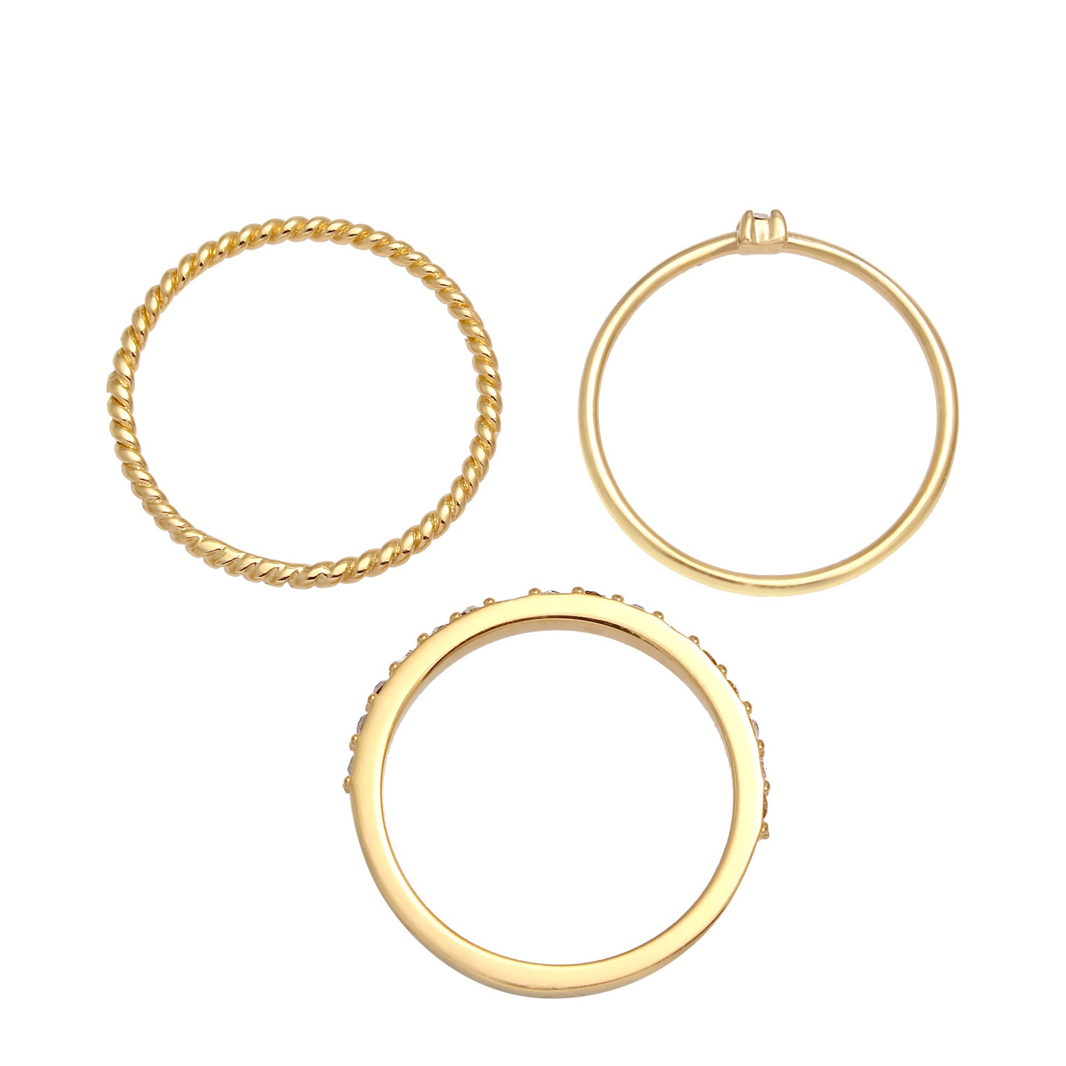 Gold - Elli | Ringset | Mit Kristallen von Swarovski® (Weiß) | 925 Sterling Silber vergoldet