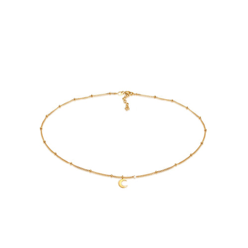 Gold - Elli | Kugel-Choker Halbmond | 925 Sterling Silber Vergoldet