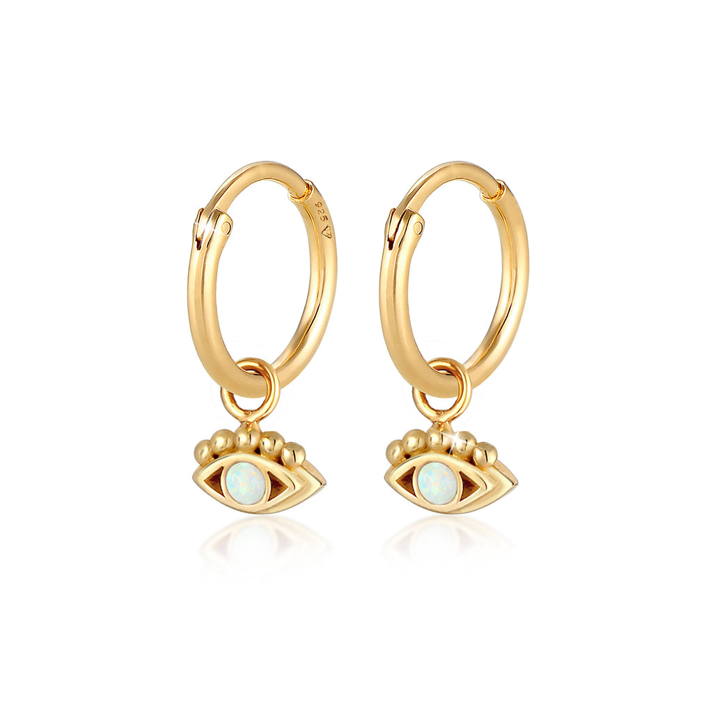 Gold - Elli | Ohrhänger Evil Eye | Opal ( Weiß ) | 925 Sterling Silber vergoldet