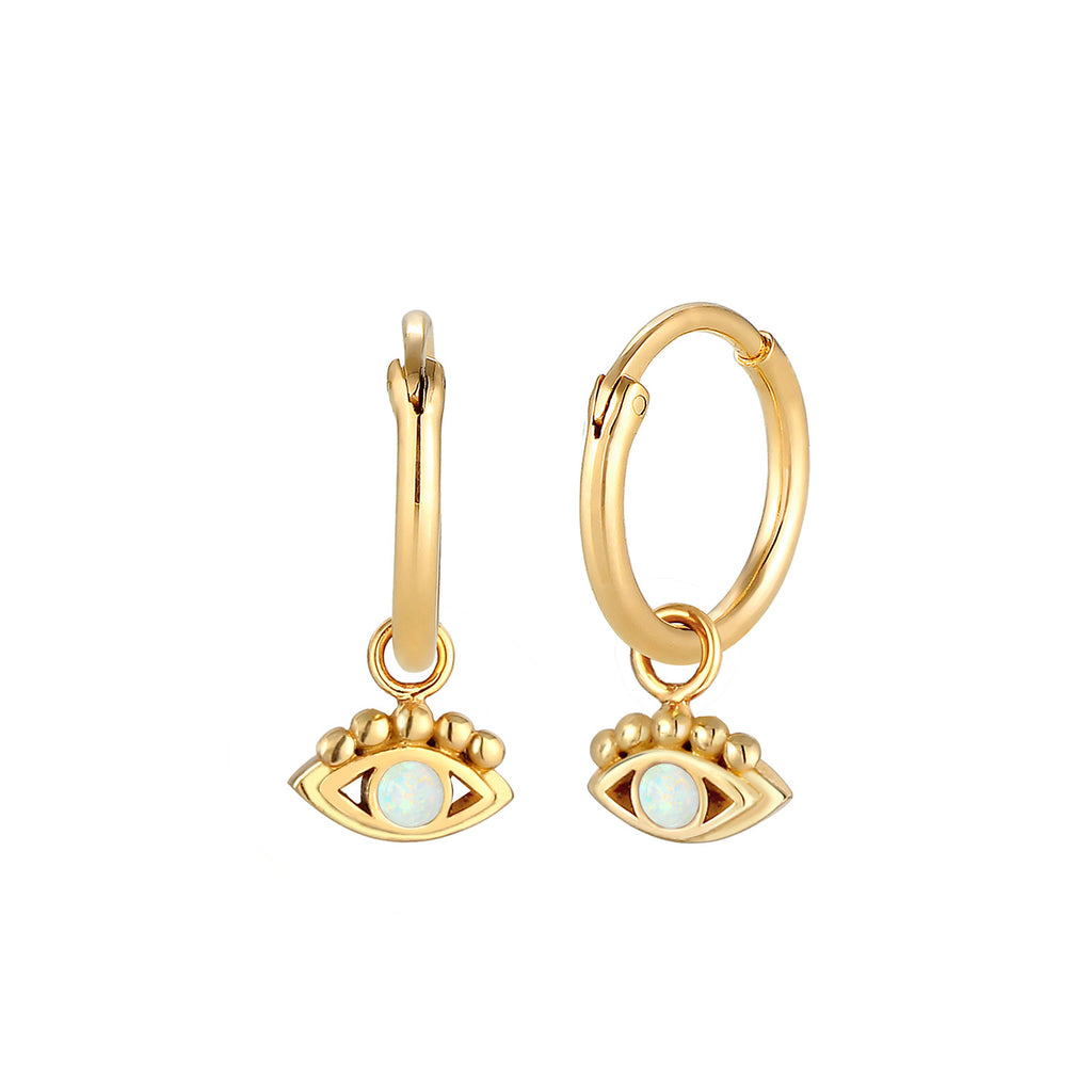 Gold - Elli | Ohrhänger Evil Eye | Opal ( Weiß ) | 925 Sterling Silber vergoldet