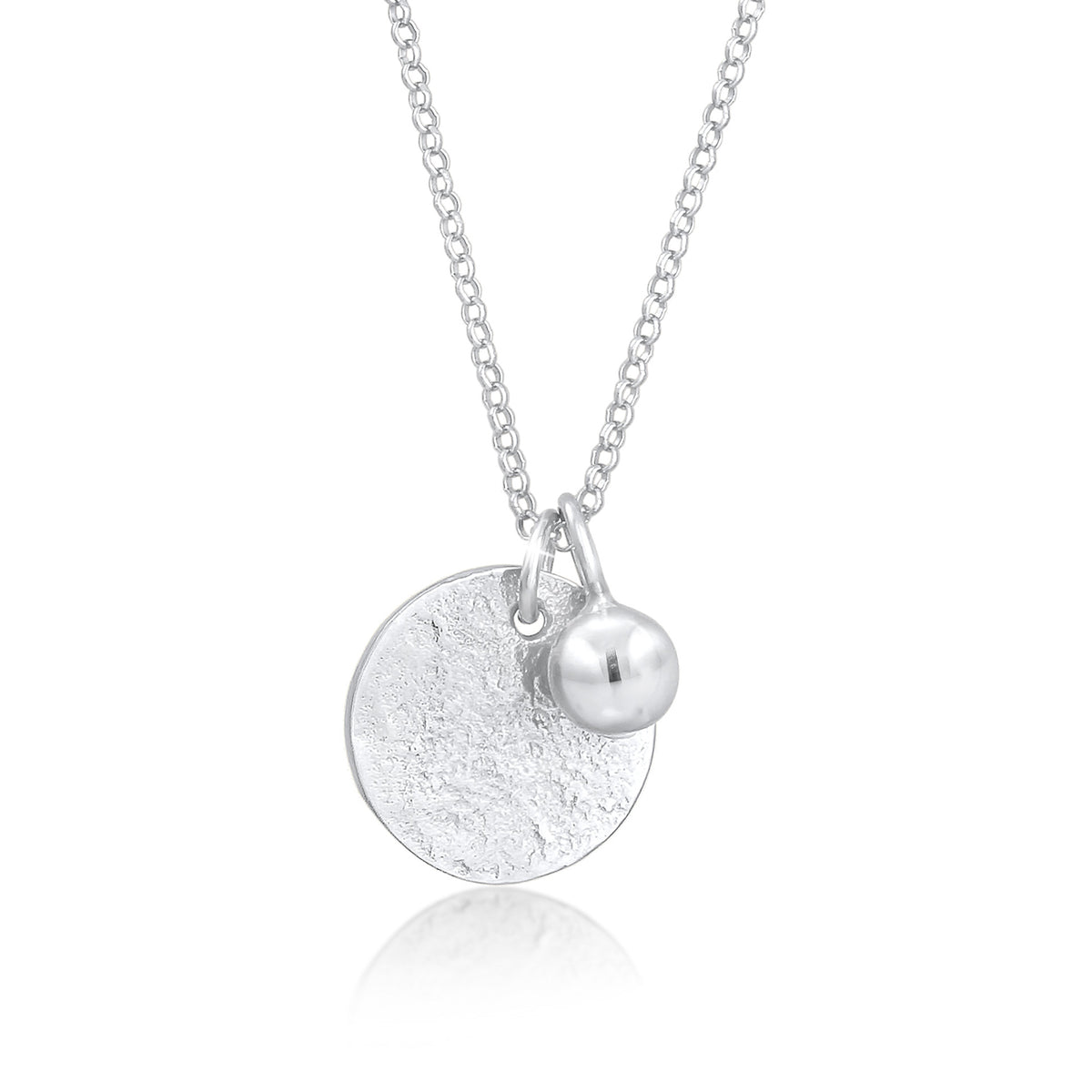 Silber - Elli | Halskette Plättchen Kugel | 925 Sterling Silber