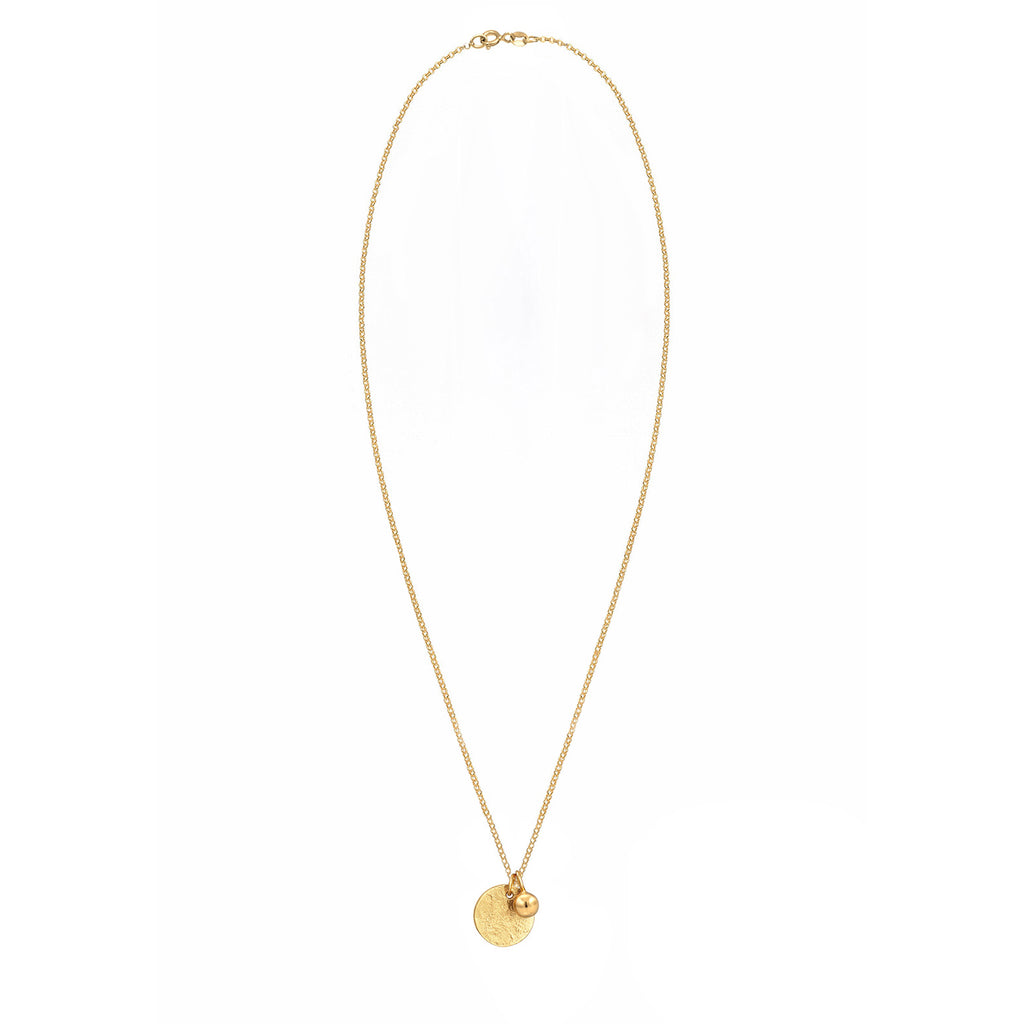 Gold - Elli | Halskette Plättchen Kugel | 925 Sterling Silber vergoldet