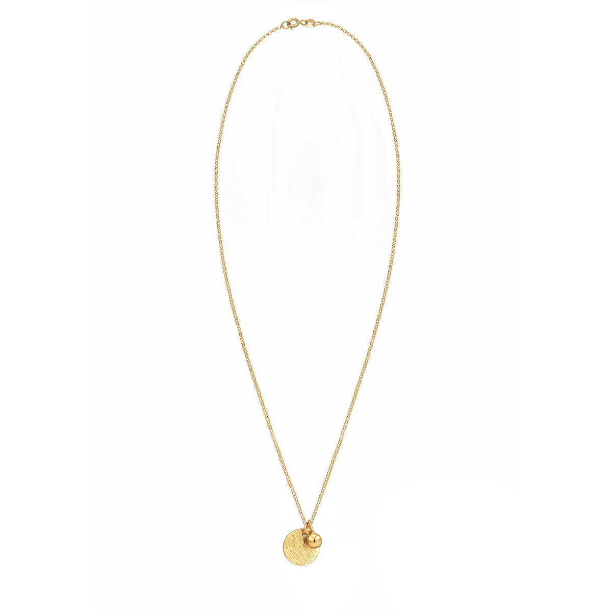 Gold - Elli | Halskette Plättchen Kugel | 925 Sterling Silber vergoldet